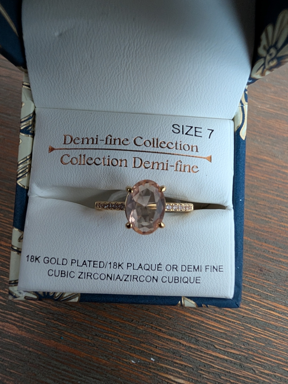 Cynthia Rowley Gold-Plated Ring with Light Pink Stone - Picture 3 of 4